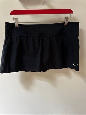 Nike Black Women's Skirted Swim Bottoms with White Swoosh